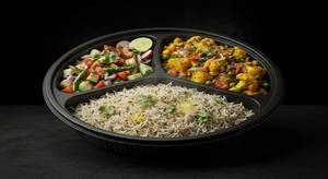 Jeera Rice + Alu Gobi Masala + Salad