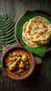 3 Poratta With Chicken Curry