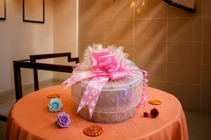 Premium Butter Cookie Stack Box in Shimmer Net Wrap