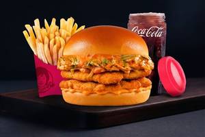 Double Patty Crispy Chicken Burger Combo