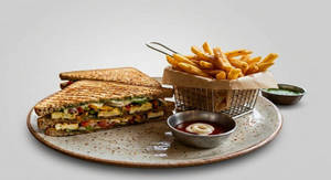Veg Grill Sandwich With French Fries