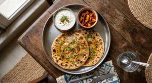 2 Aloo Paratha with Dahi & Pickle