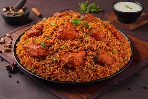 Hyderabadi Ghee Roast Chicken Biryani (Serves 2).
