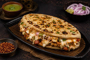 Fully Loaded With Cheese And Paneer Stuffed Kulcha Sandwich [1 piece]