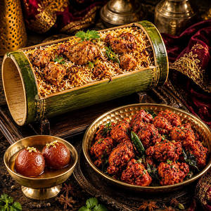 (1 Kg) Chicken Bamboo Biryani + Chicken 65 Mini + Gulab Jamun (big)