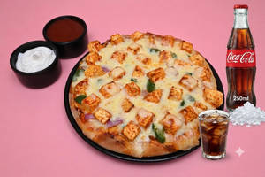 Paneer Cheese Onion Capsicum Pizza + Coca Cola