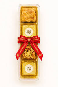 Assorted Baklava And Kaju Bites Gift Box (4pcs) With Rakhi