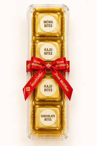 Assorted Kaju Bites Gift Box (4pcs) With Rakhi