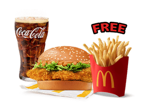 Signature Whole Muscle Chicken Burger + Coke, Get Free Fries (M)