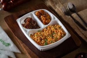 Schezwan Fried Rice + Veg Manchurian Ball + Gobi 65