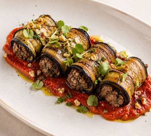 Spiced Lamb Aubergine Roulade