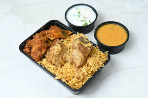 Andhra Mutton Biryani With Andhra Chicken Fry