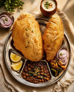 Chole [250ML] + 2 Bhature + Pickle + Salad