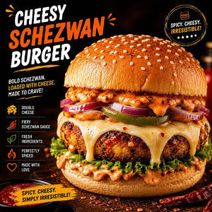 Cheesy Schezwan Burger