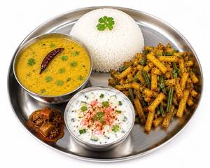 Dal Rice Aloo Bhujiya {Free+Dahi+Achar}