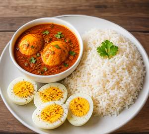 Boiled Egg+ Rice+ Egg, Curry ￼