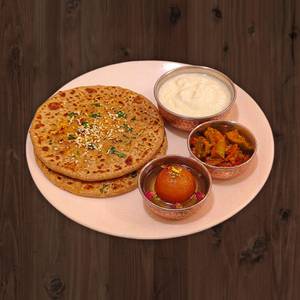 Paneer Paratha ( 2 Piece ) + Dahi + Achar + Gulab Jamun ( 1 Piece )