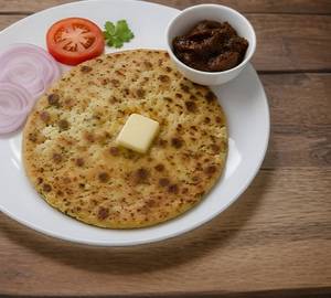 Butter Paneer Payaz Paratha With Achar