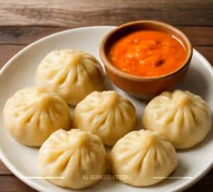 Steamed Momos [With Dip] [6 Pcs]