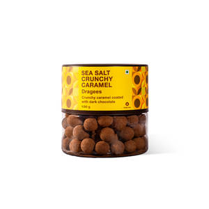 Chocolate Coated Sea Salt Crunchy Caramel Dragees Jar [100 g]