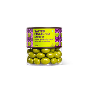 Chocolate Coated Salted Pistachio Dragees Jar [100 grams]