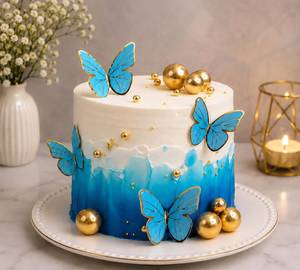Birthday Blue Butterfly Design Cake