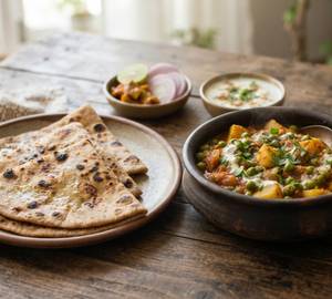 Aloo Matar Subzi (250 gms) With Triangle paratha(3 pcs) Combo