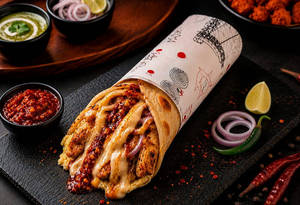 Chicken Egg Cheese Schezwan Roll( Creamy Cheese Sauce)