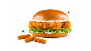 Crispy Chicken Burger + Veg Sticks