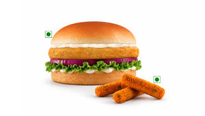 Crispy Veg Burger + Veg Sticks