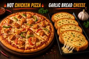Hot Chicken Pizza With Garlic Bread Cheese [Serves 1]
