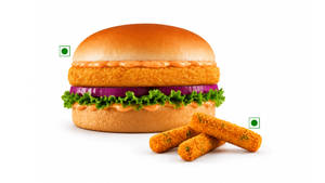 Tandoori Aloo Burger + Veg Sticks