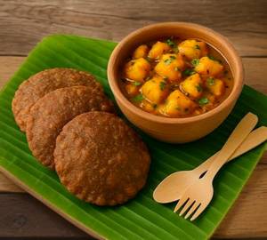 4 Kuttu Ke Aate Ki Puri With Dry Aloo Ki Sabji