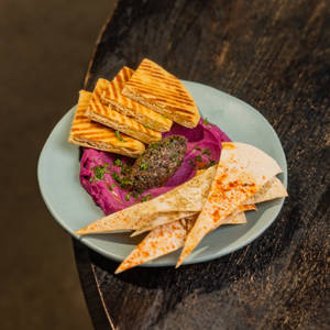 Purple Potato Hummus with Olive Tapenade