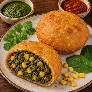 Palak Corn Kachori 2pcs