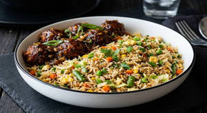 Veg Fried Rice With Manchurian