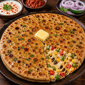 Cheese Corn Capsicum Paratha