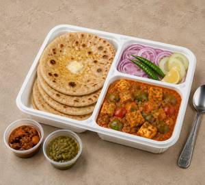 Kadhai Paneer - 4 Tawa Butter Roti Salad Achar