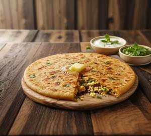 2 paneer paratha with chutney