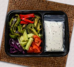Grilled veg salad + curd