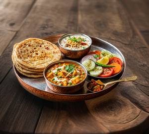 Matar Paneer Paratha Thali