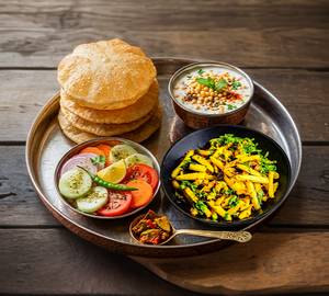 Aloo Bhujiya aloo stuffed poori Thali