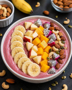 Strawberry Banana Smoothie Fruit & Dryfruit Bowl