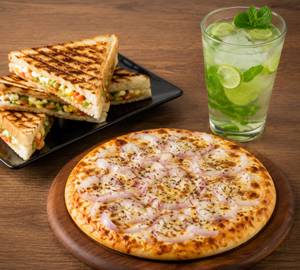 Onion Pizza 7 ''+Veg Grill Sandwich+Mint Lime Mojito