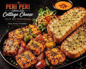 Peri Peri Grilled Cottage Cheese With Mix Herb Bread