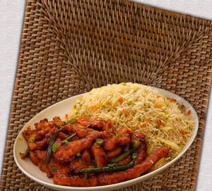 Chicken Fried Rice With Chicken Dry Fry