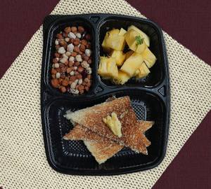 Pineapple, bread butter roast, boiled peanut salad