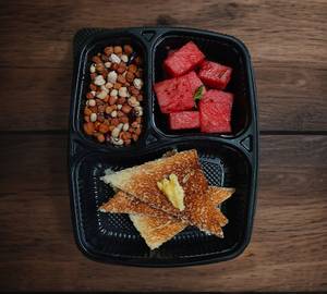 Watermelon , bread butter roast ,mix boiled chana -