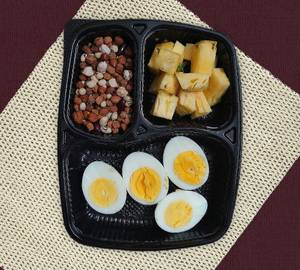 Pineapple, 2 boiled eggs, boiled peanut salad