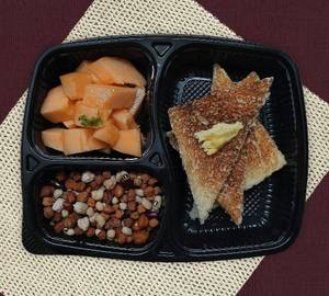 Papaya, bread butter roast, boiled peanut salad
